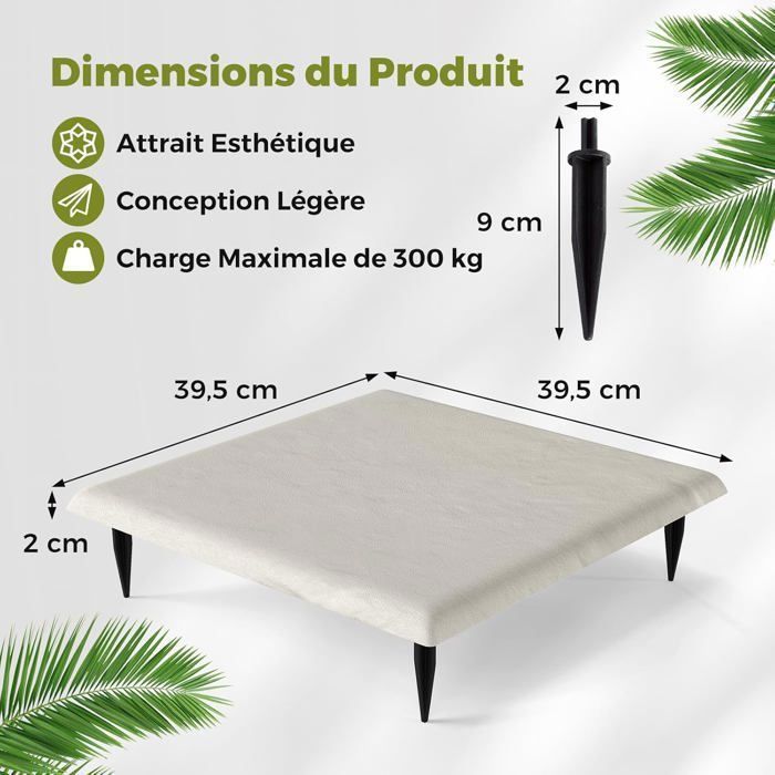 Lot de 8 Dalles de Terrasse 39,5 x 39,5 x 2cm COSTWAY-avec Piquets de Sol-Surfaces Texturées Antidérapantes-pour Pelouse,Cour-Beige