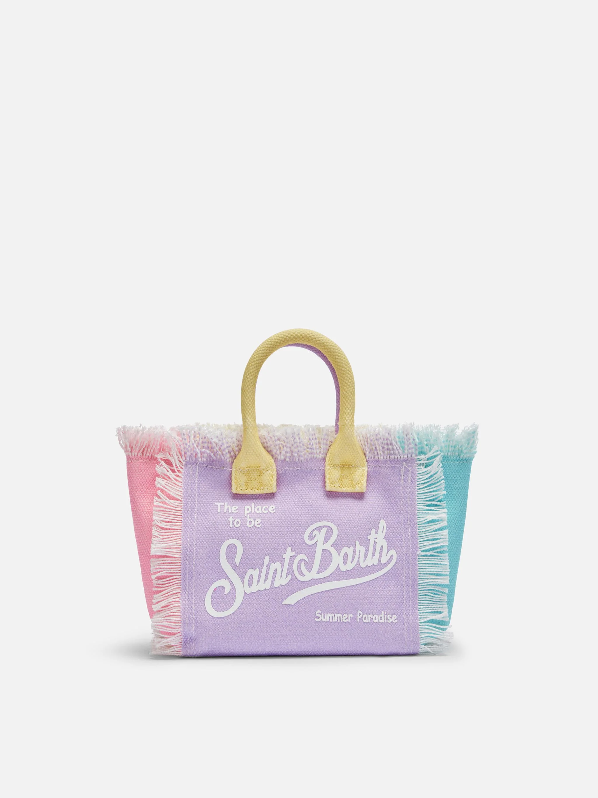Borsa Mini Vanity in canvas di cotone color block