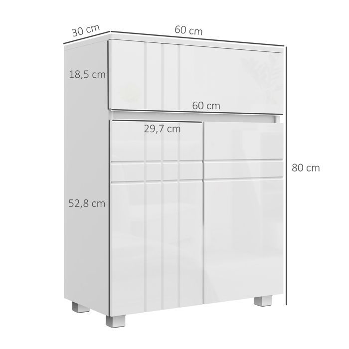Meuble de rangement pour salle de bain kleankin Panneau de particules 60x30x80cm Blanc