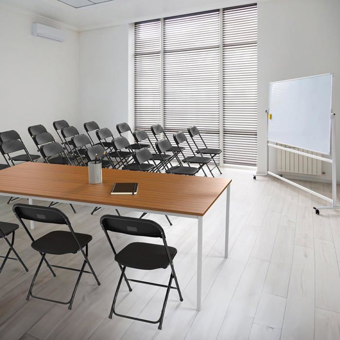 Sillas plegables de recepción – 6 sillas adicionales de plástico y metal, negras