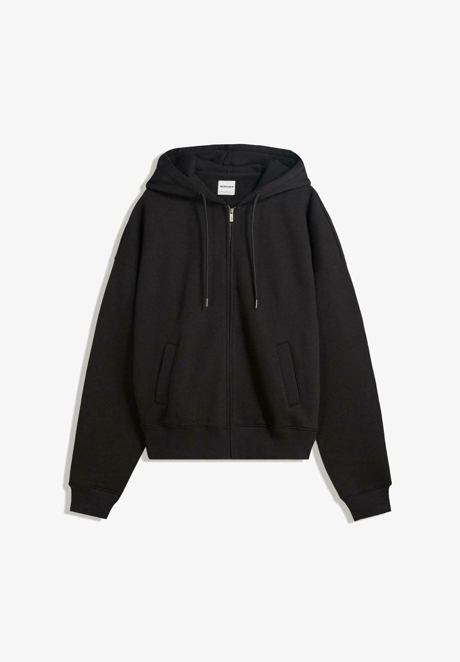 Bershka mikina s kapucí - Mikina na zip - černá