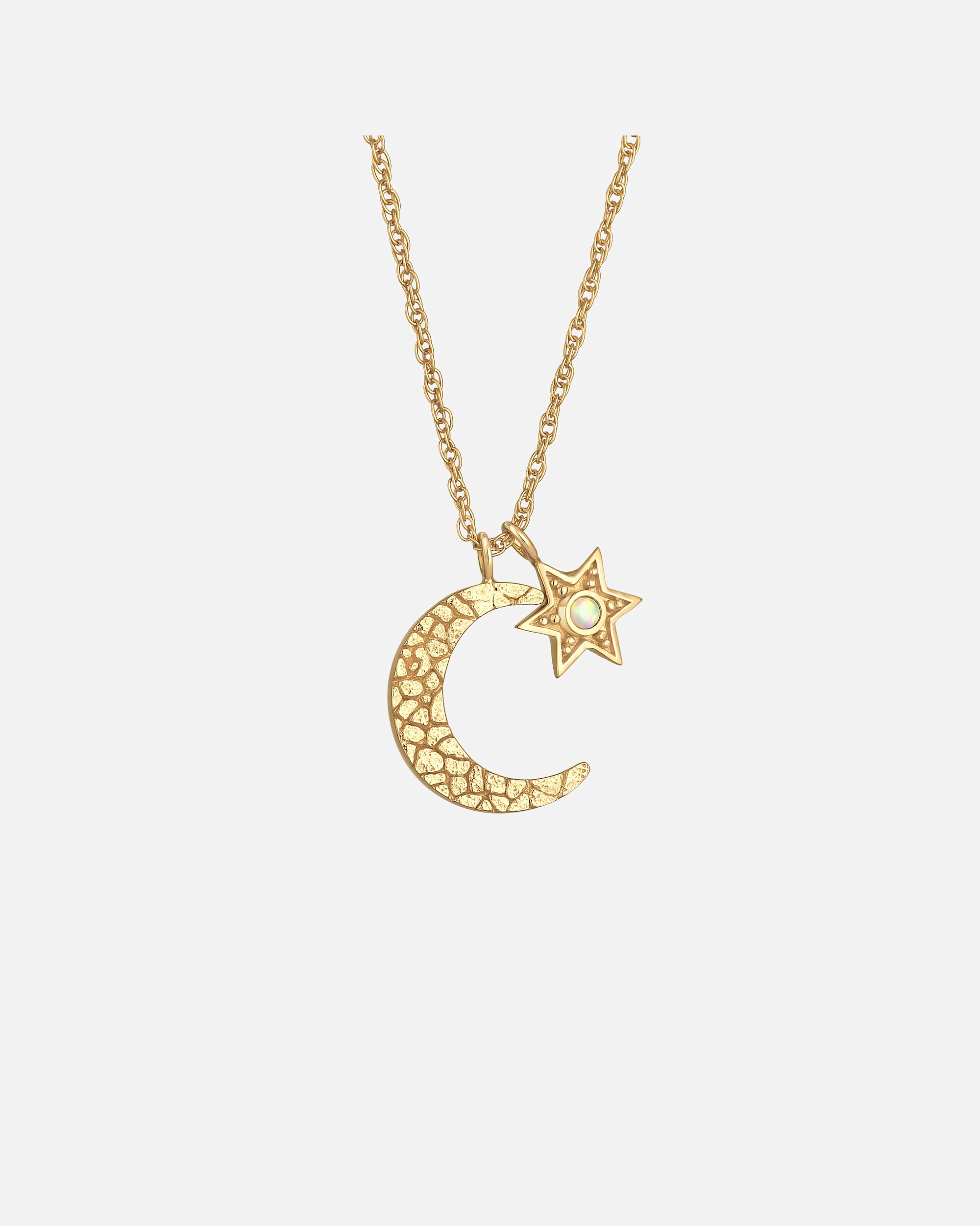 Elli Femme demi-lune étoile pendentif Astro avec opale synthétique en argent sterling 925 plaqué or