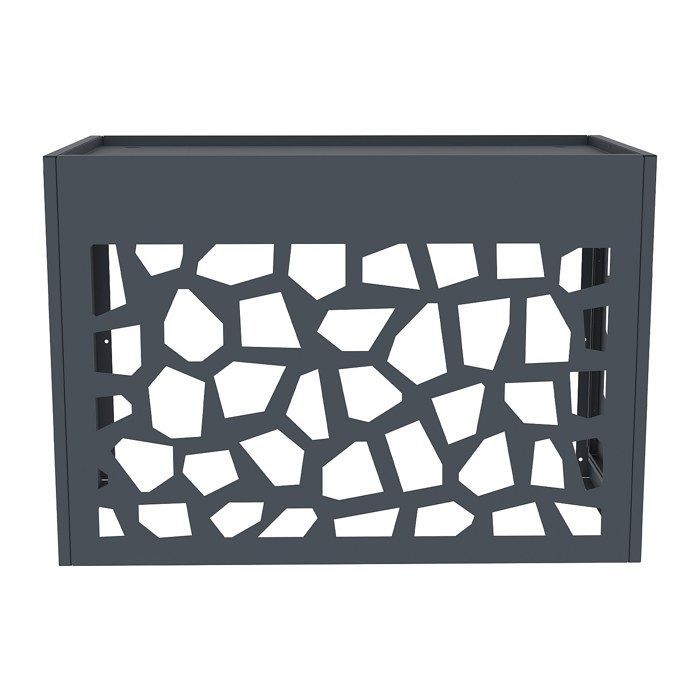 Cache clim / pompe à chaleur en aluminium ajouré - Avec porte d'accès - Anthracite - KAZOMA