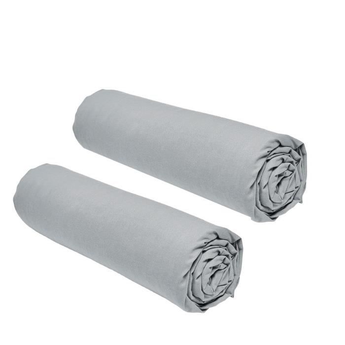 Juego de 2 sábanas bajeras TODAY Essential - 140 x 190 cm - 2 personas - 100% algodón - Acero