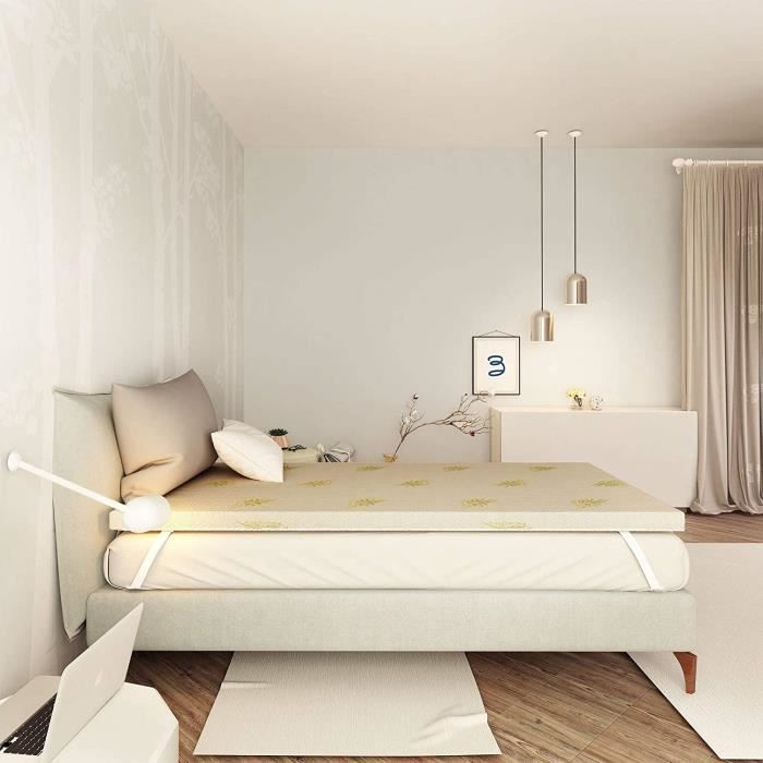 Surmatelas 70x190 cm-Epaisseur 3 cm- Mémoire de Forme ultra frais et respirant- Dehoussable Aloe Vera