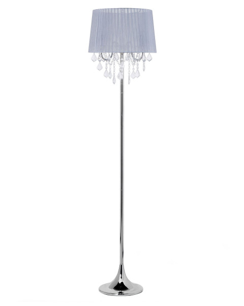 Lampa podłogowa stojąca kryształy szara