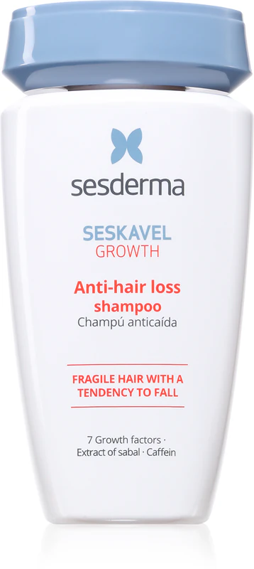 Shampoo Sesderma Seskavel para estimular o crescimento e combater a queda de cabelo.