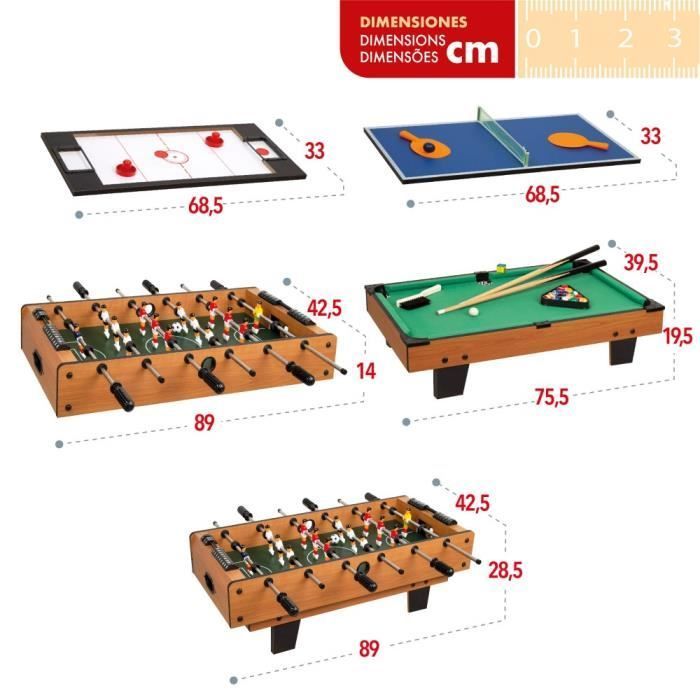 Tavolo multi-gioco - CB Games - 4 giochi - Legno - 79x43x67,5 cm - Per bambini dai 5 anni in su
