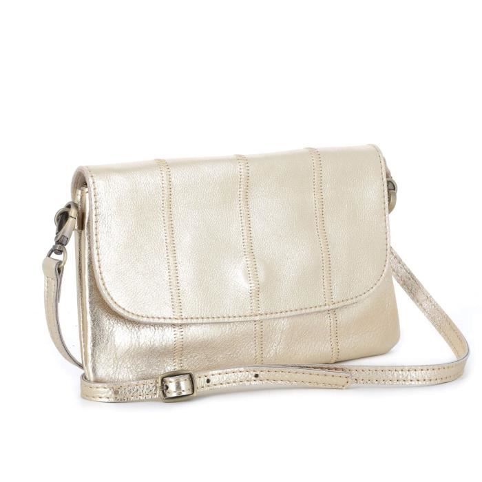 Damen-Clutch aus echtem Leder, Umhängetasche, Doppelbaum, Gold