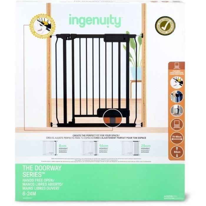 INGENUITY - Stair safety gate for children and pets, hand or foot opening, 84cm high, width between 73 and 80cm