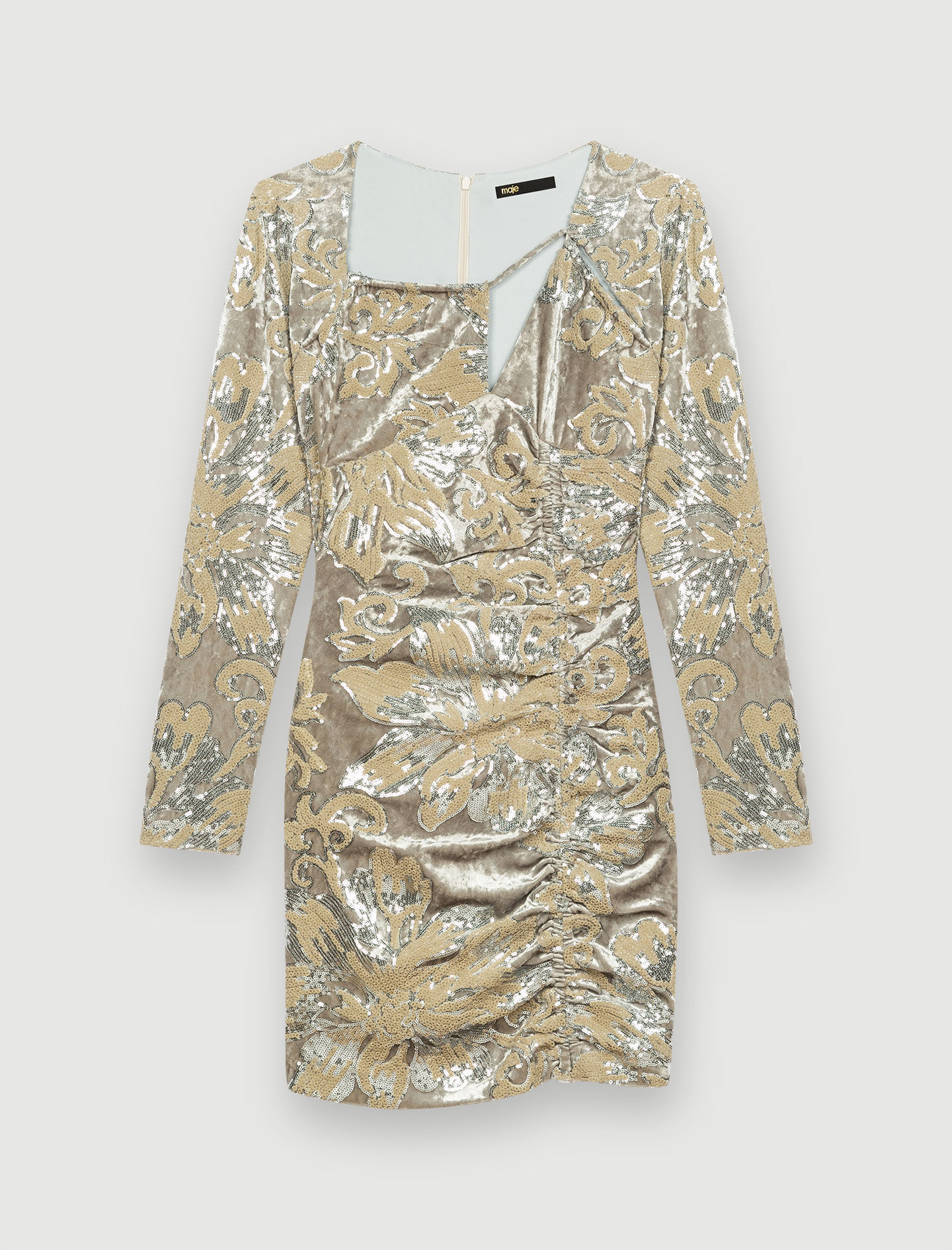 Rochie din catifea cu paiete - Argintiu