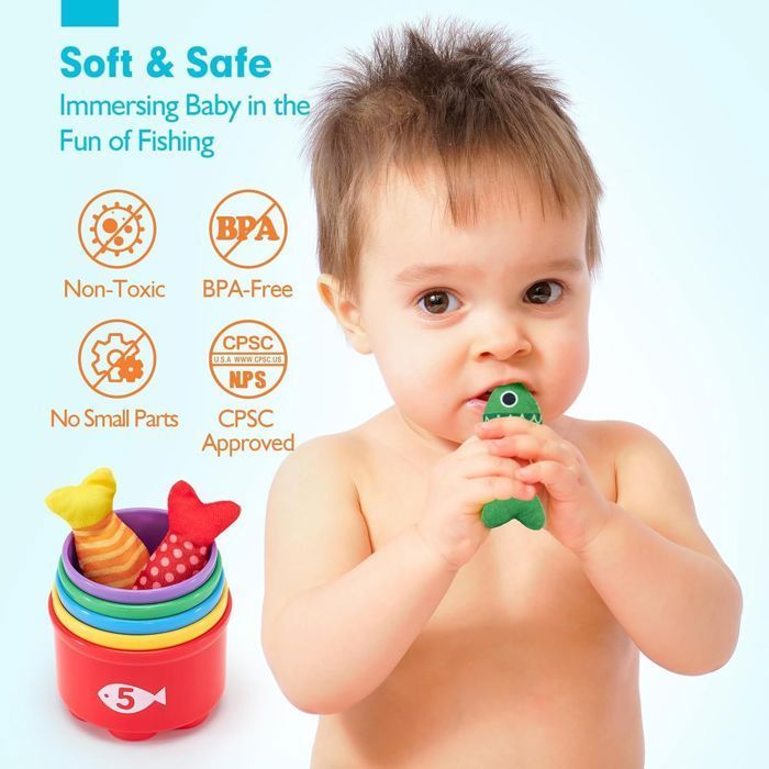 Juguete para bebés de 1 año, juego de pesca Montessori para niños, juguete para niña o niño de 6 meses, regalo para bebé