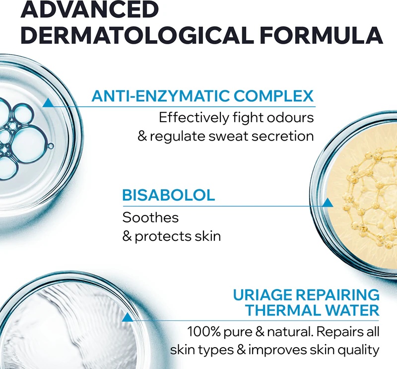 Uriage Hygiene Power3 Дезодоранс рол-он против белих и жутих мрља