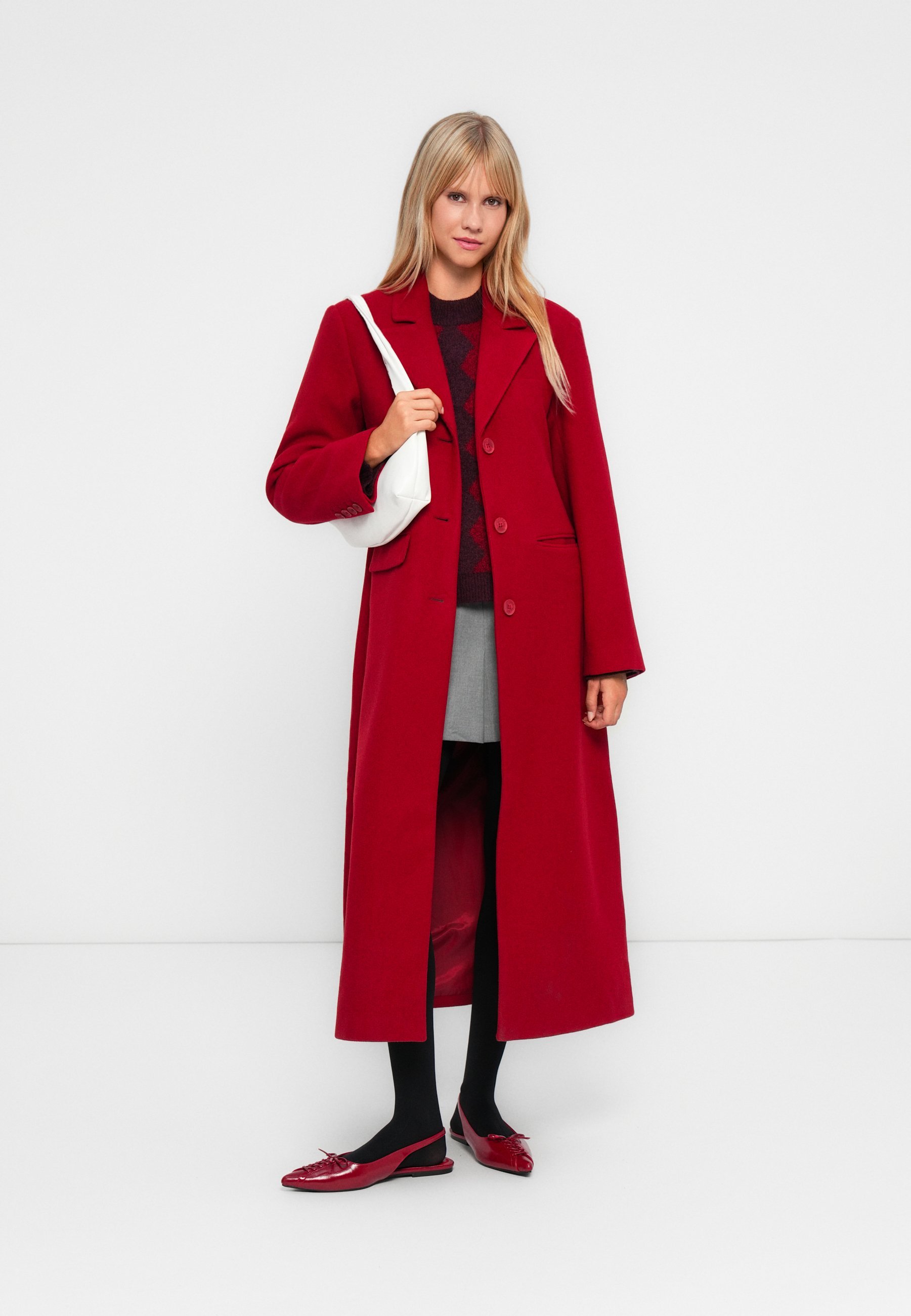 ONLY ONLNANCY LIFE LONG FITTED COAT - Klassieke jas - karanda rood