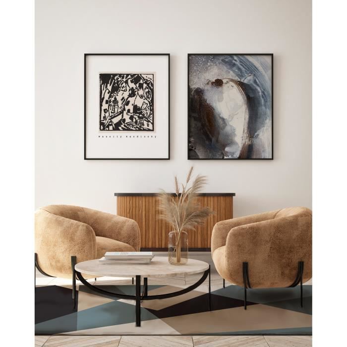 Blauer abstrakter geometrischer Panorama-Vinylteppich 300x200 cm - PVC-Teppich für Küche, Büro und Wohnzimmer