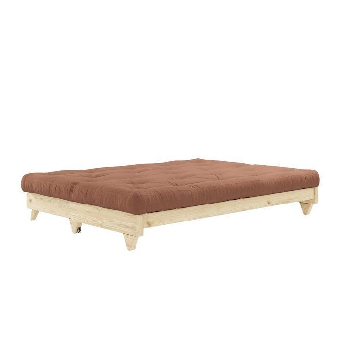 Banquette convertible FRESH pin coloris brun argile couchage 140x200 cm.