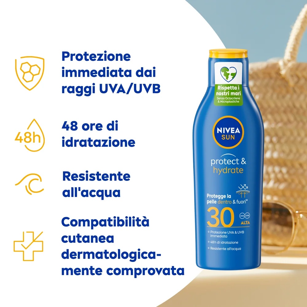 NIVEA Protect & Feuchtigkeitsspendende Körperlotion FP30 mit Sonnenschutz