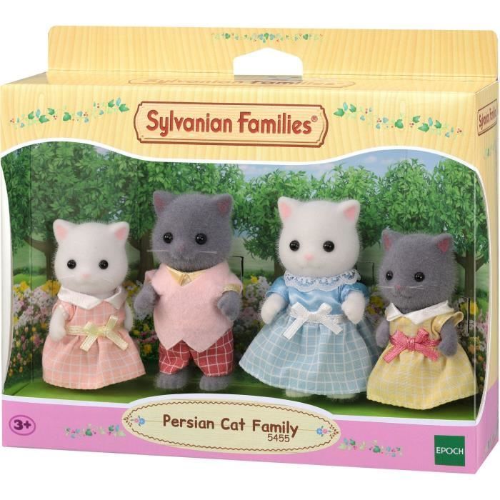 Sylvanian Families – Perserkatzenfamilie – 4 bewegliche und bekleidete Figuren – Für Kinder ab 3 Jahren