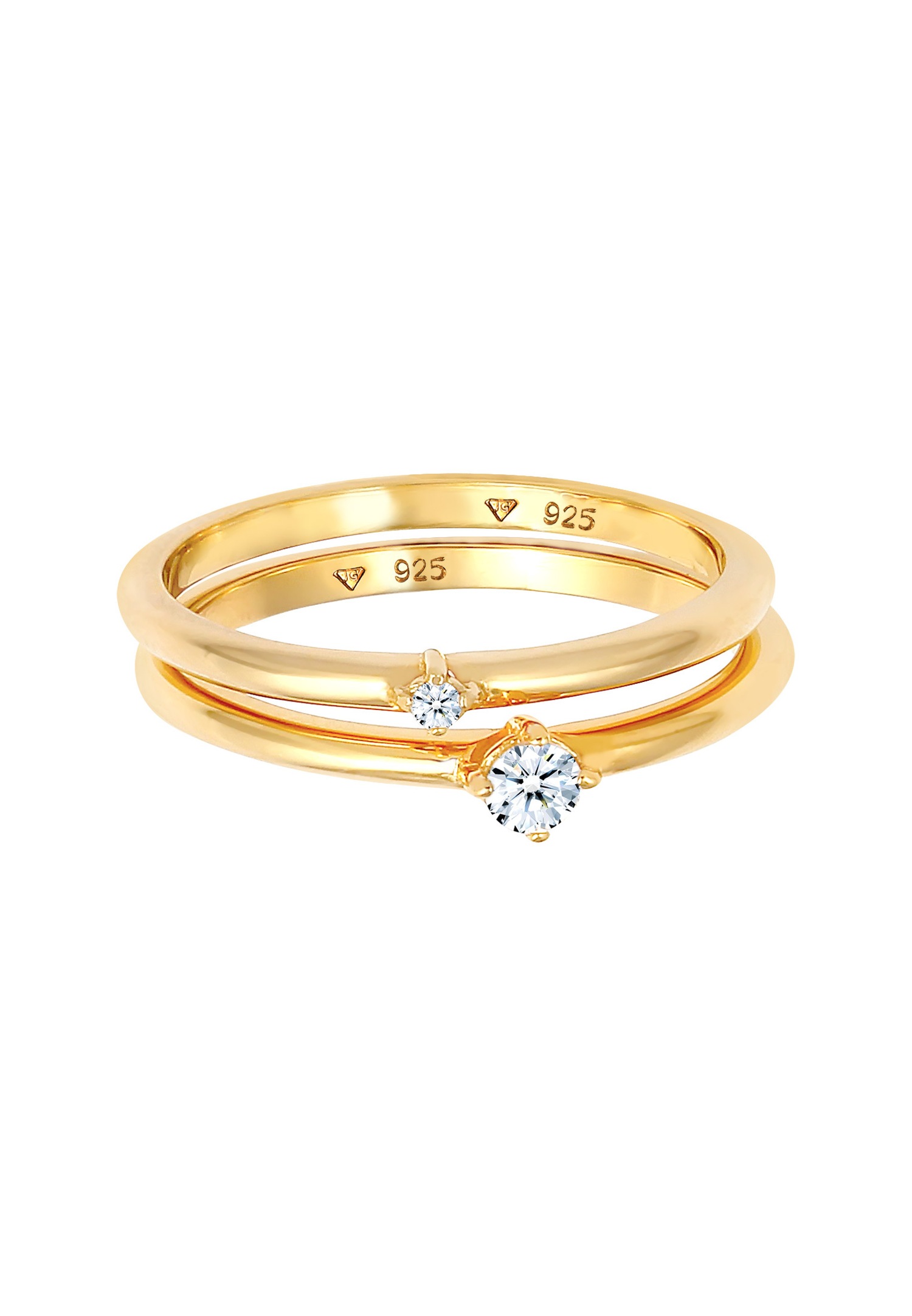 Elli DIAMONDS Solitaire pour dames classique élégant avec diamants (0,13 ct.) en argent sterling 925
