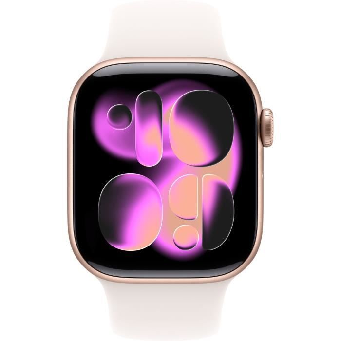 Apple Watch Series 11 GPS – 42 mm – Gehäuse aus roségoldenem Aluminium – Sportarmband in Hellrosa – S/M