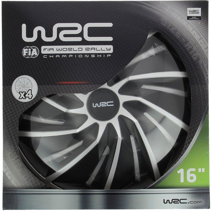 Set of 4 two-tone grey & black 16-inch wheel trims - WRC - TURBO - Racing look - Quick and easy clip-on installation