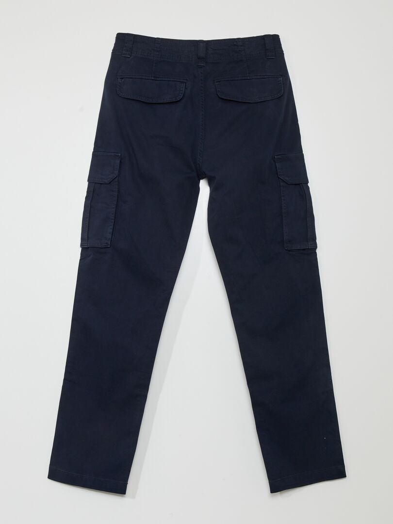 Calça reta com bolsos laterais - AZUL