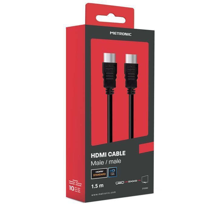 METRONIC 370262 Standaard HDMI-kabel mannelijk-mannelijk 1,5 m HD-kwaliteit - Zwart