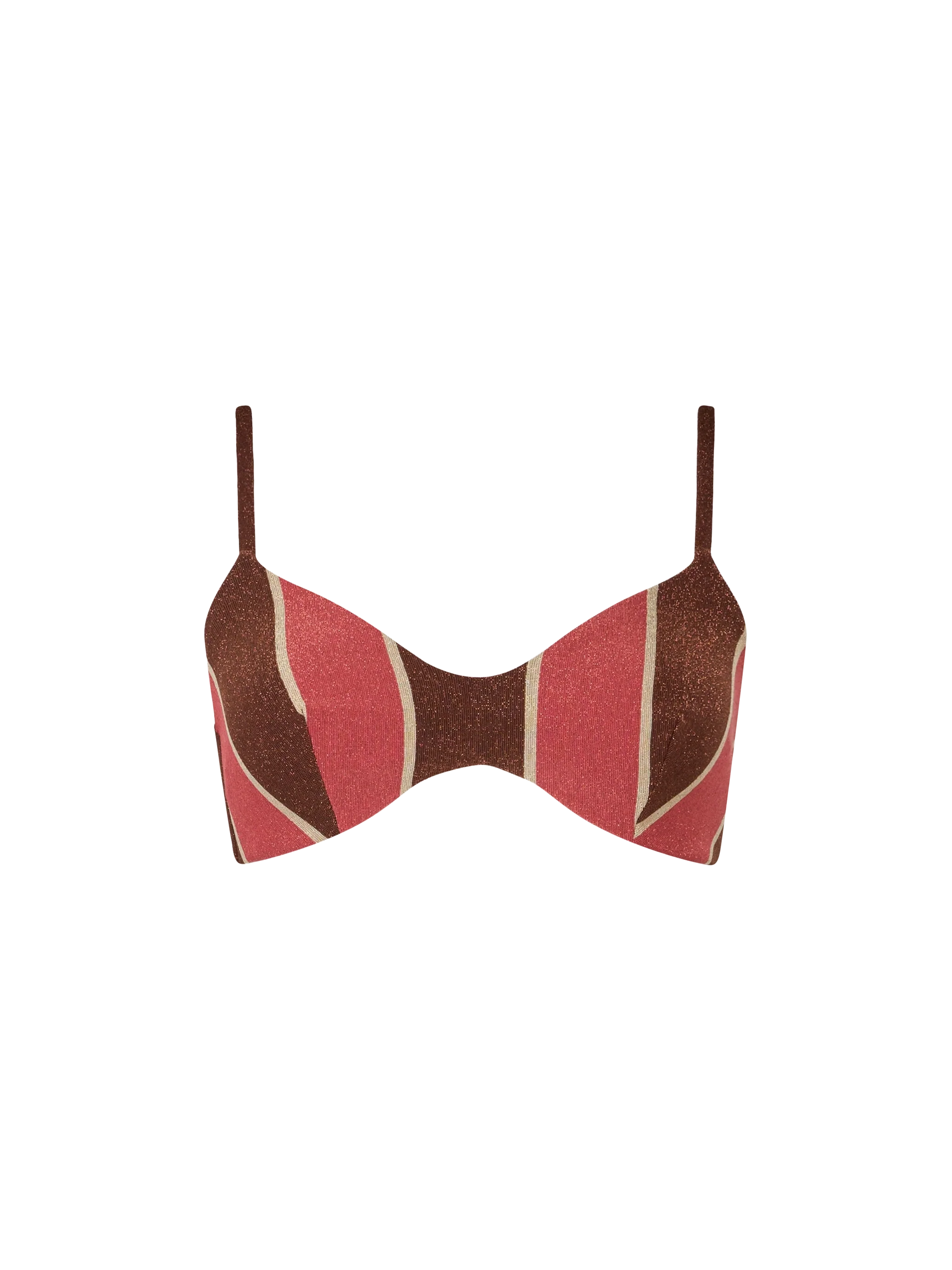 Top de playa tipo bralette de cuello redondo con rayas de lúrex para mujer