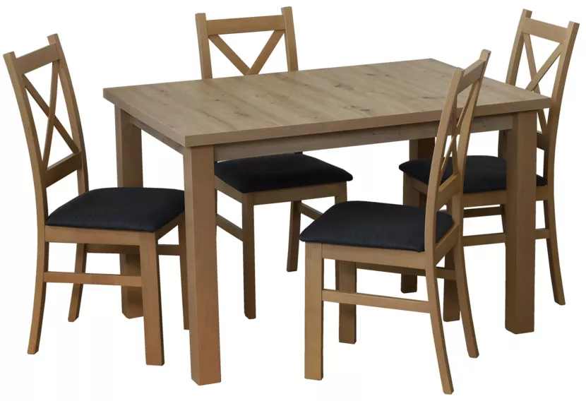 Zestaw stół 150/190x80 i 4 krzesła M012-4 Dąb Artisan