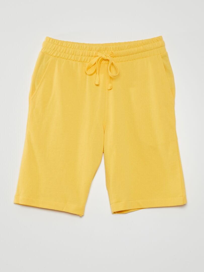 Calções de cor sólida em tecido polar - AMARELO