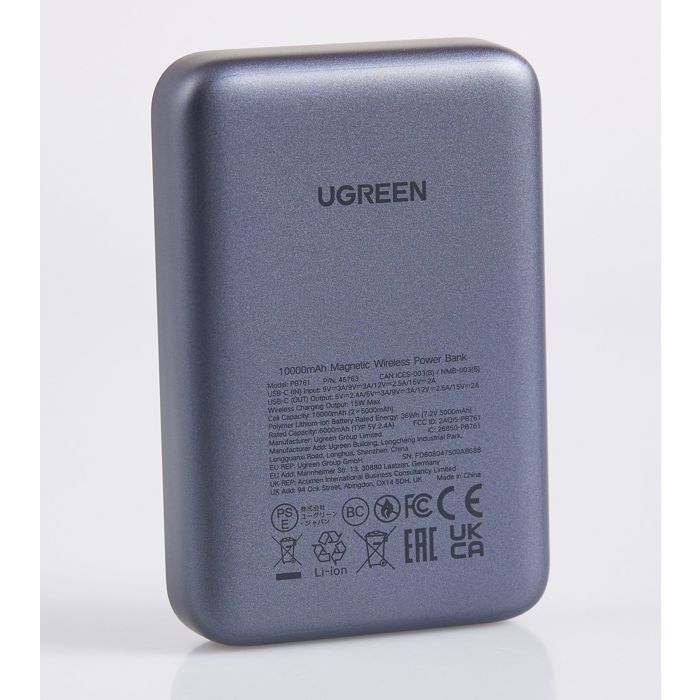 Qi-enabled power bank - UGREEN - 10,000 mAh - 30W - Black