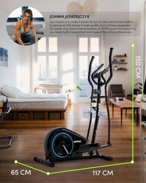 Ellittica - ZIPRO - Crosstrainer Burn - 120 kg - 8 livelli di resistenza - Compatta e pratica