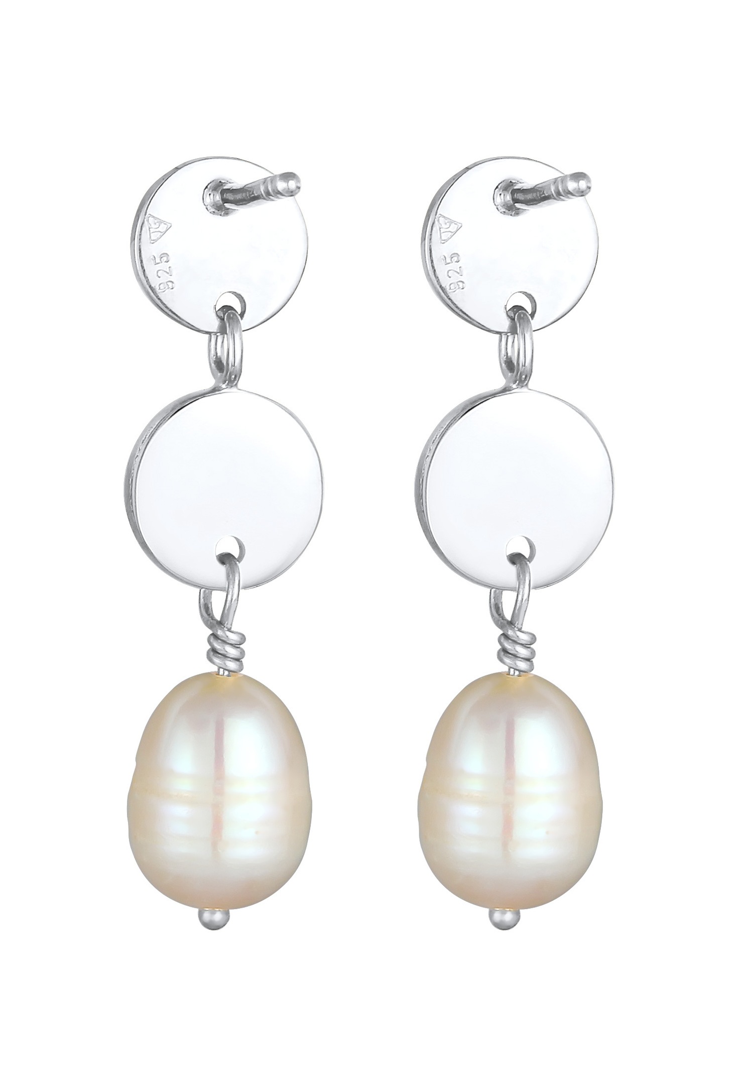 Elli PREMIUM goutte d'eau martelées baroques avec Perles de Culture d'Eau Douce en argent sterling 925 pour femme