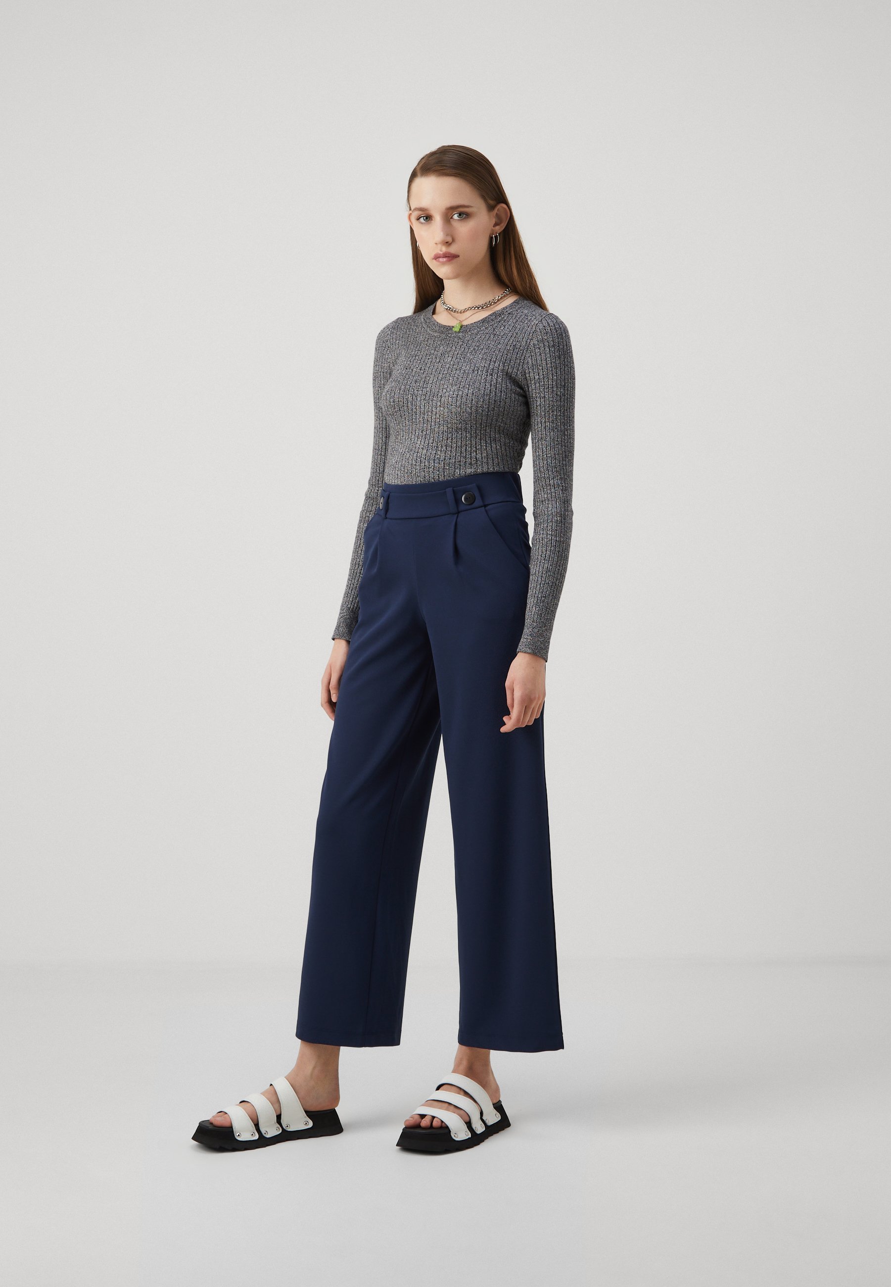 JDY JDYGEGGO LIFE NEW LONG NOOS - Pantaloni - iris nero/nero