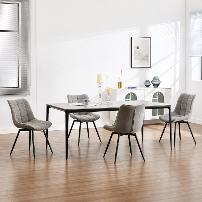 Conjunto de 2 cadeiras giratórias para sala de jantar, cadeiras de cozinha WOLTU em veludo, pés de metal, cinza claro W0ATT1017-2