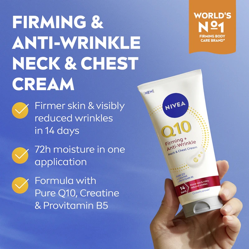 NIVEA Q10 Firming + Anti-Wrinkle nostiprinošs krēms kaklam un dekoltē zonai