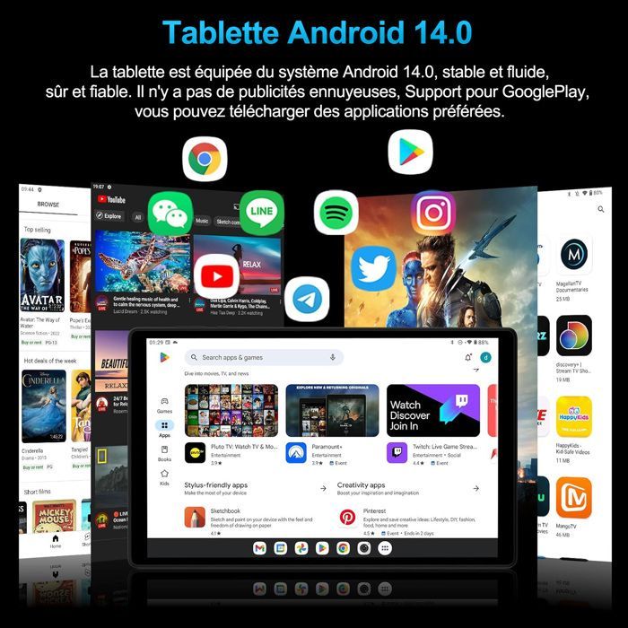 MAGCH 10.1-inch Tablet, Android 14, 36GB+128GB, Octa-Core, 5G WiFi, TYPC-C, 8000mAh, more accessories - Blue