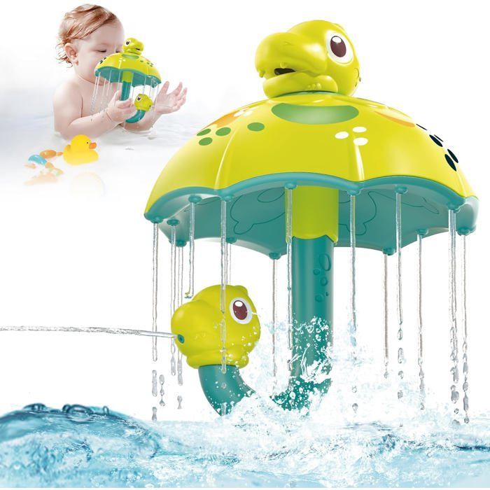 Juguete de baño para bebés, juguete de baño con forma de dinosaurio con efecto cascada y rociador de agua, juguete de baño para niños de 1 año en adelante.
