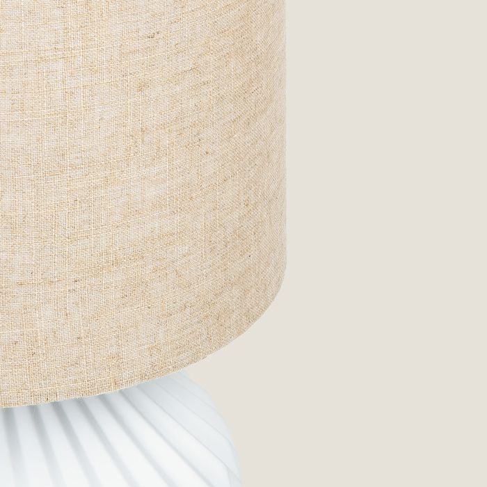 Monduver White Porcelain and Fabric Table Lamp