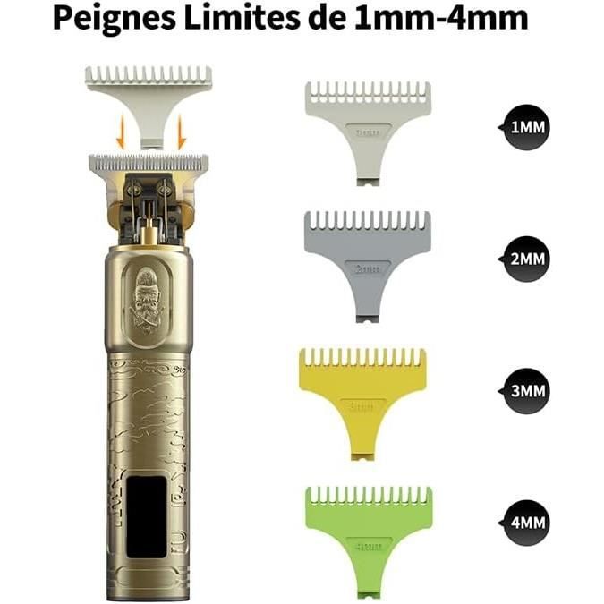 Recortadora de barba para hombre y cortapelos eléctrico profesional para hombre, afeitadora de cabeza calva recargable con LED, adecuada para P[J173]