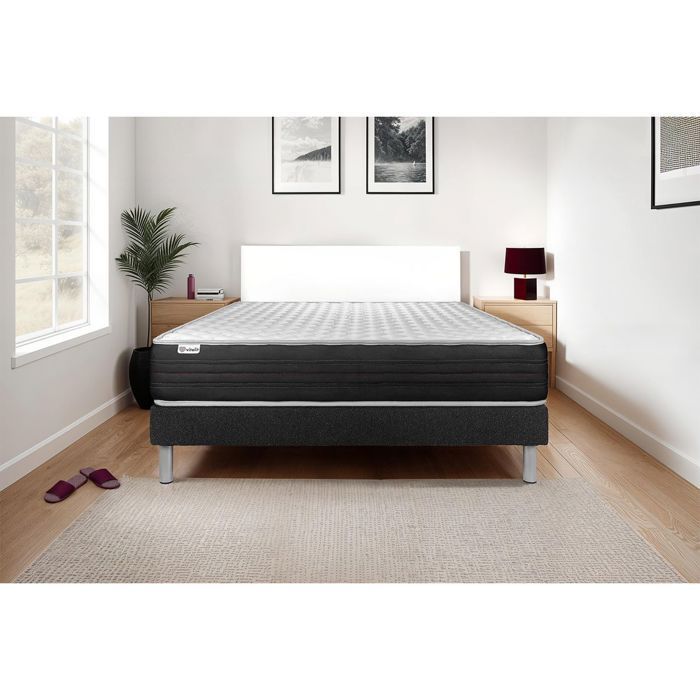Mattress and Bed Base Set 90x200 cm - Black Bed Base (pre-assembled) - Vitalmemo One Black