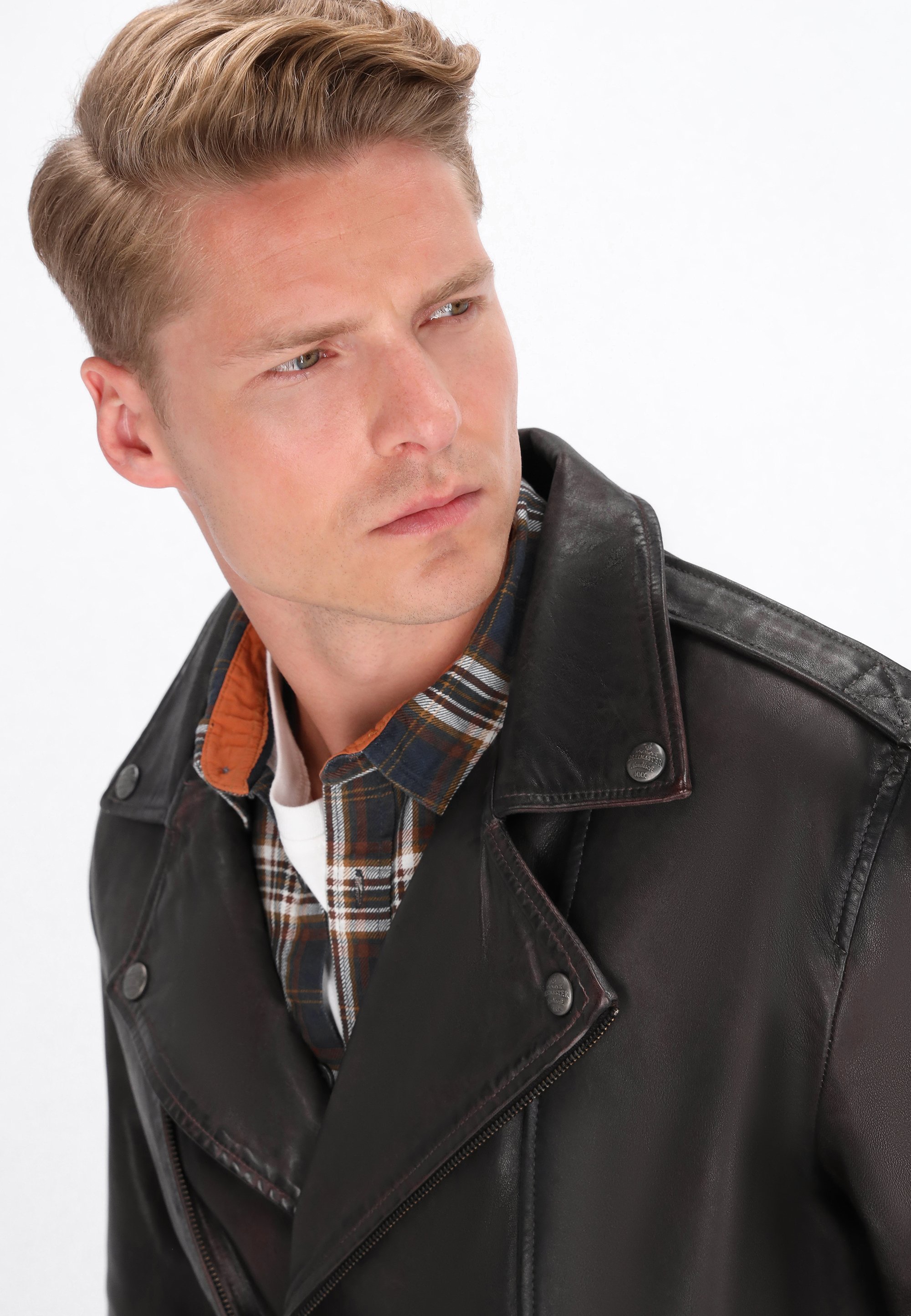 Veste en cuir DreiMaster - marron foncé