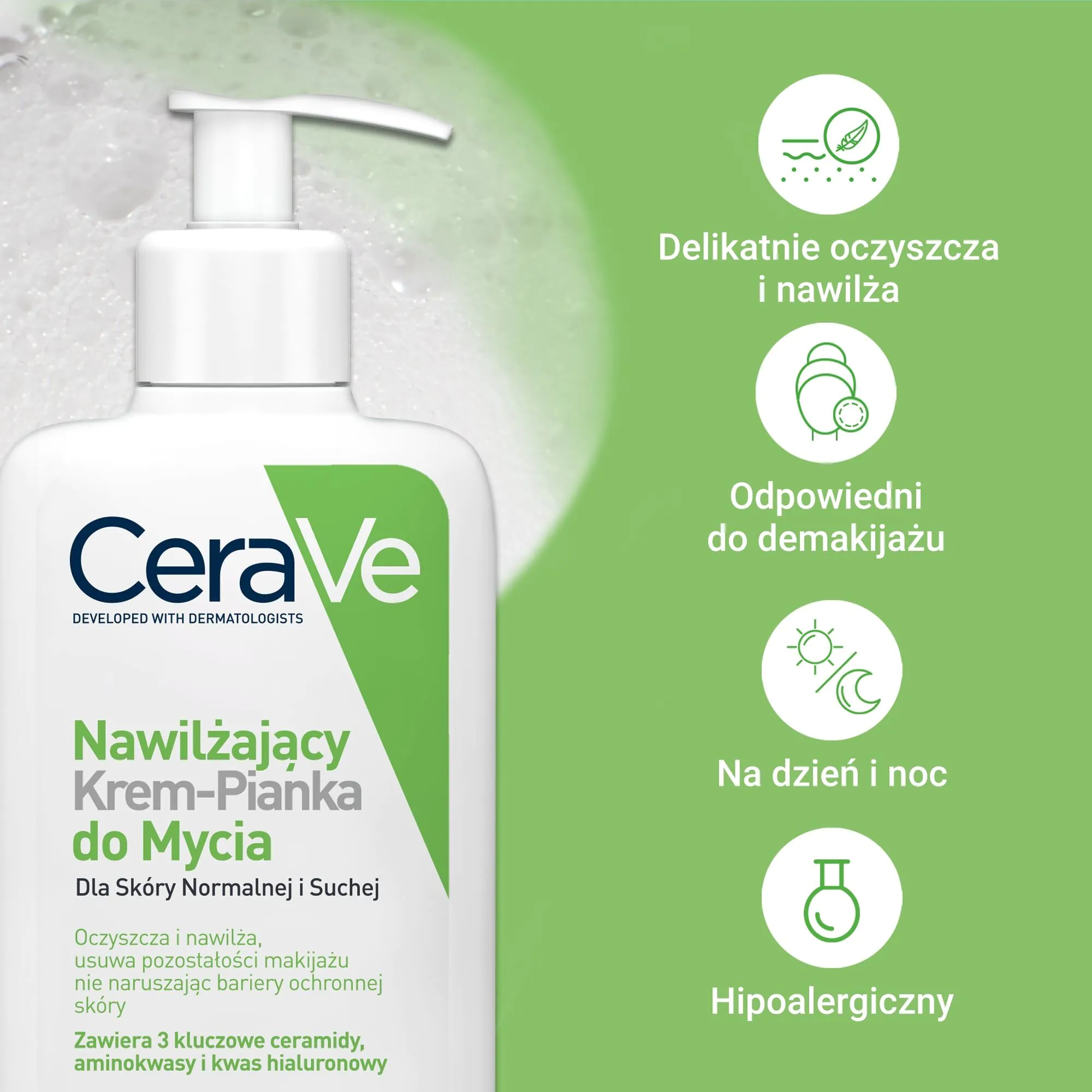 CeraVe Nawilżający krem-pianka do mycia do skóry normalnej i suchej 236 ml