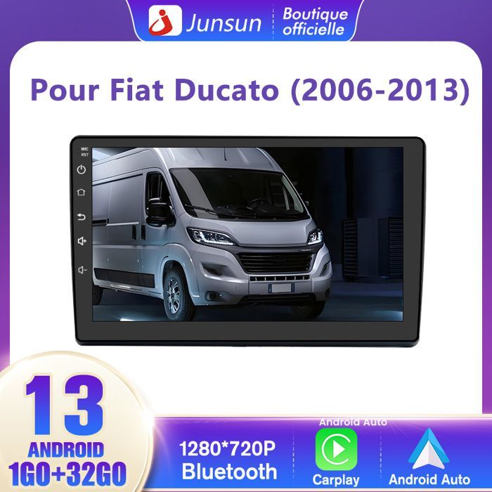 Autorradio Junsun Android 13 para Fiat Ducato (2006-2013) 1GB+32GB Pantalla táctil de 9
