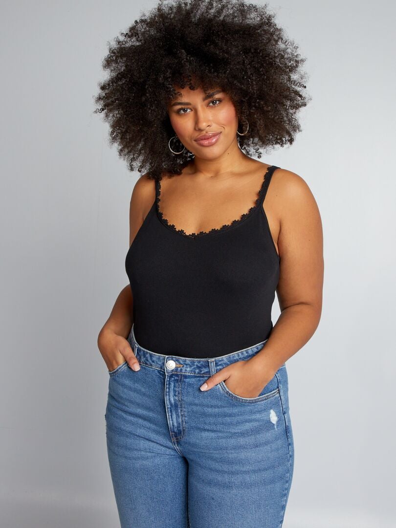 Camisola com alças finas - preta