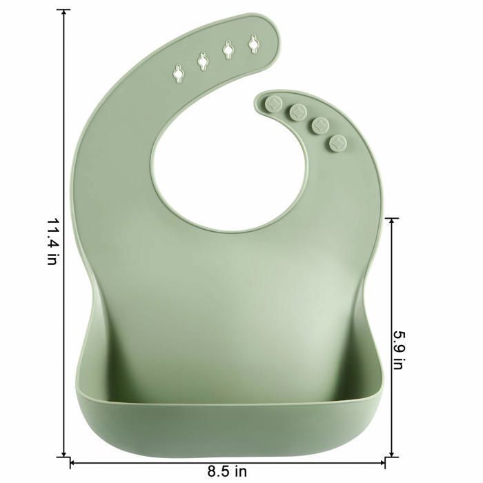 Lot de 3 bavoirs épais en silicone pour bébés et tout-petits (10 à 72mois)-Bavoirs imperméables et réglables avec large poche-Doux