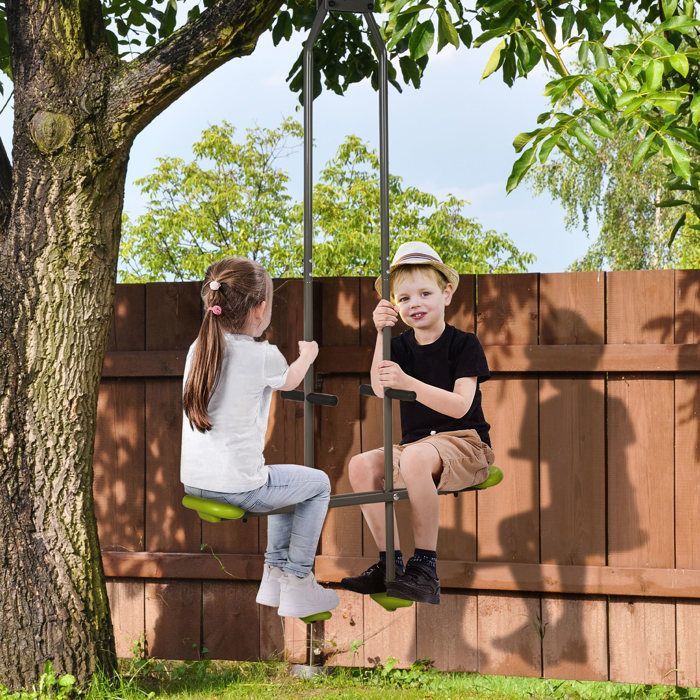 Outsunny Schaukelset mit Blickrichtung für Kinder, einfach aufzubauen, aus Stahl und Kunststoff, geeignet für Kinder von 3 bis 6 Jahren, grün