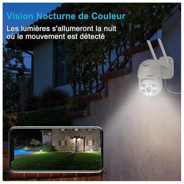 GENBOLT 2.5K Caméra de Surveillance Extérieure WiFi ,4MP 2.4/5Ghz DC&PoE Caméra IP Détection Humaine Vision Couleur Suivi Auto