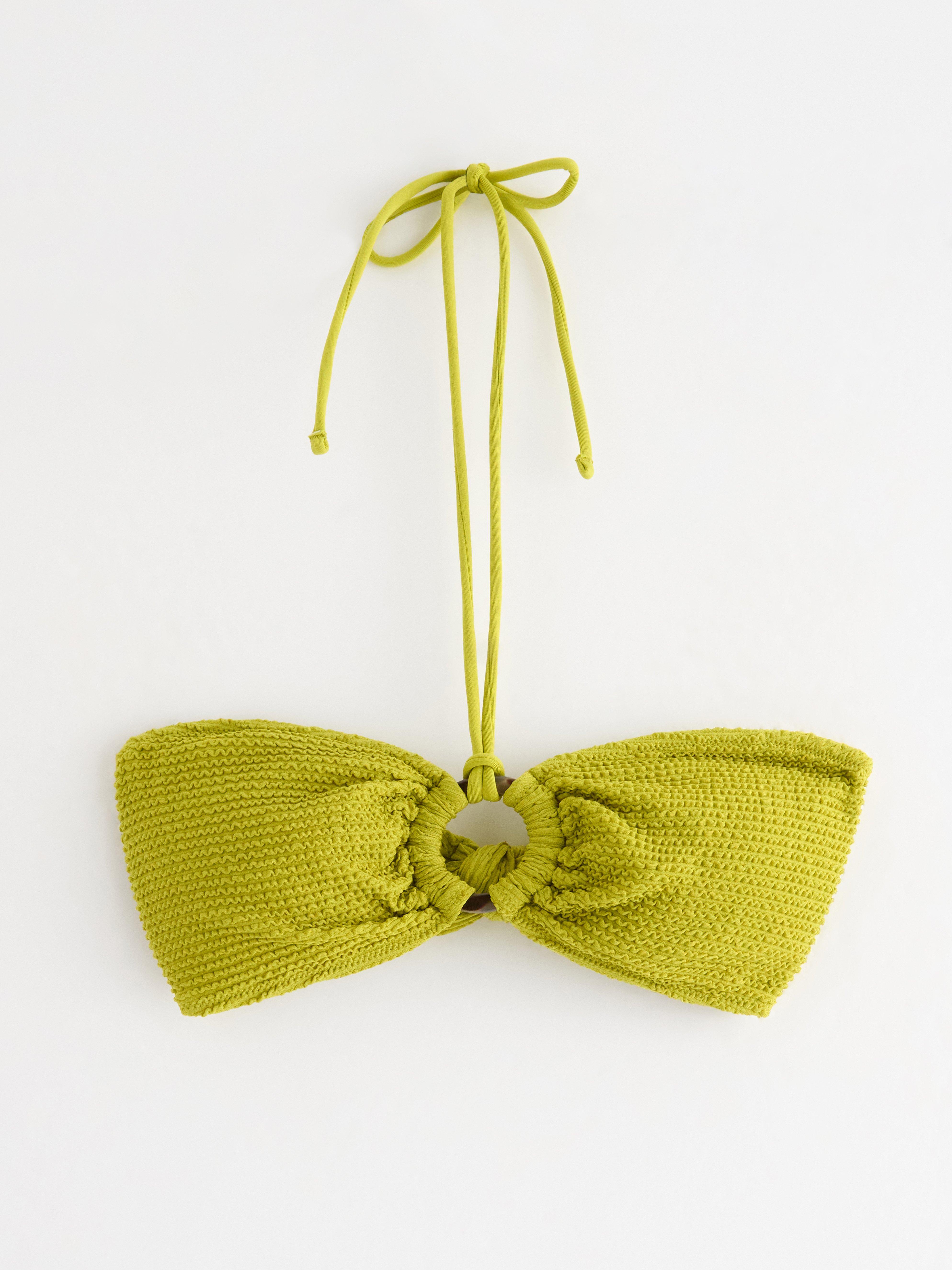 Krinklad bandeau bikiniöverdel Light Dusty Lime