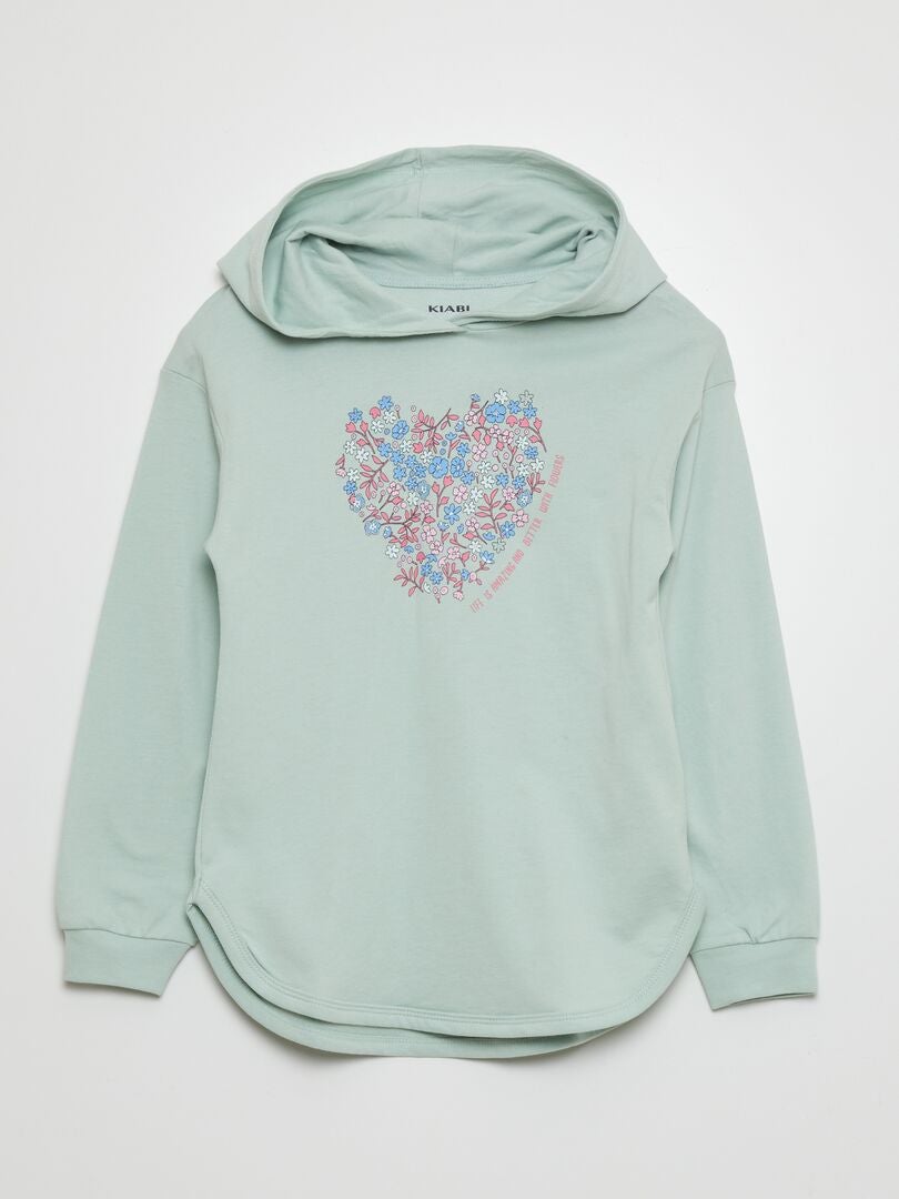 Bedrukt T-shirt met capuchon - BLAUW